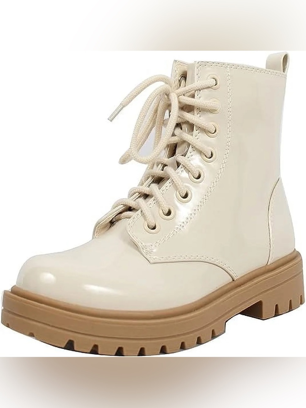 Soda Shoes Cream Lace-Up Combat Boots Size 7.5